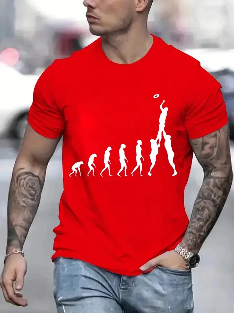 Rugby Evolution Nieuwigheid Grappige T-shirt Mannelijke Zwarte Top Tee Hipster Oversized T-shirt Mannen Sweatshirt Tees Mode Harajuku T-shirt