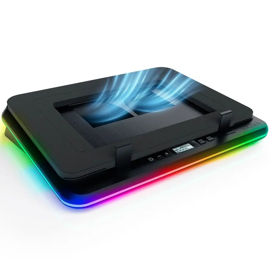 

Turbofrost Gaming Laptop Cooling Pad 4 Powerful Turbo Fans 4 x 4000 RPM, Dynamic RGB, 4Ports USB, Laptop Cooler 2 Power Modes US