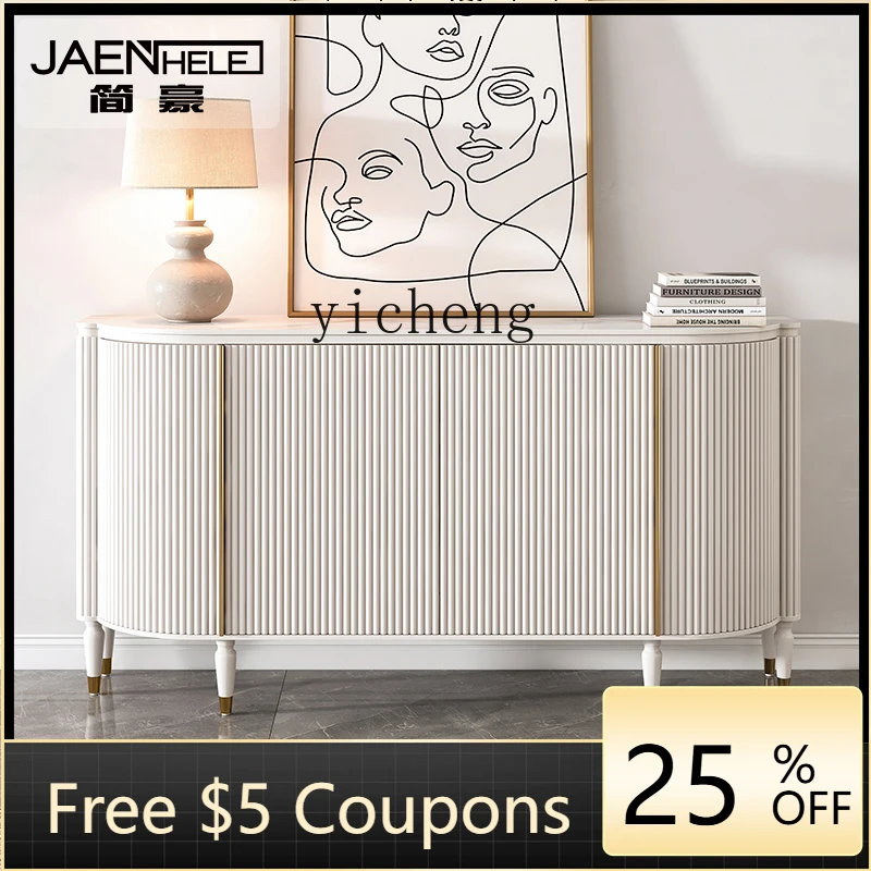 

Тумба-буфет GZ в стиле лайт-люкс, современная, простая, из массива дерева, для прихожей, полукруглая, белая