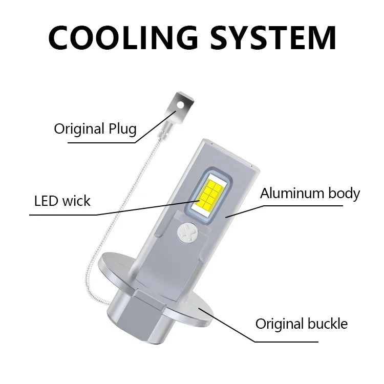 2x H3 LED المصابيح الأمامية 12000LM 6000K 30W 3570 CSP أضواء الضباب السيارات ضوء 1: 1 بدون مروحة صغيرة 12 فولت + 600% مشرق التوصيل والتشغيل مصباح تلقائي