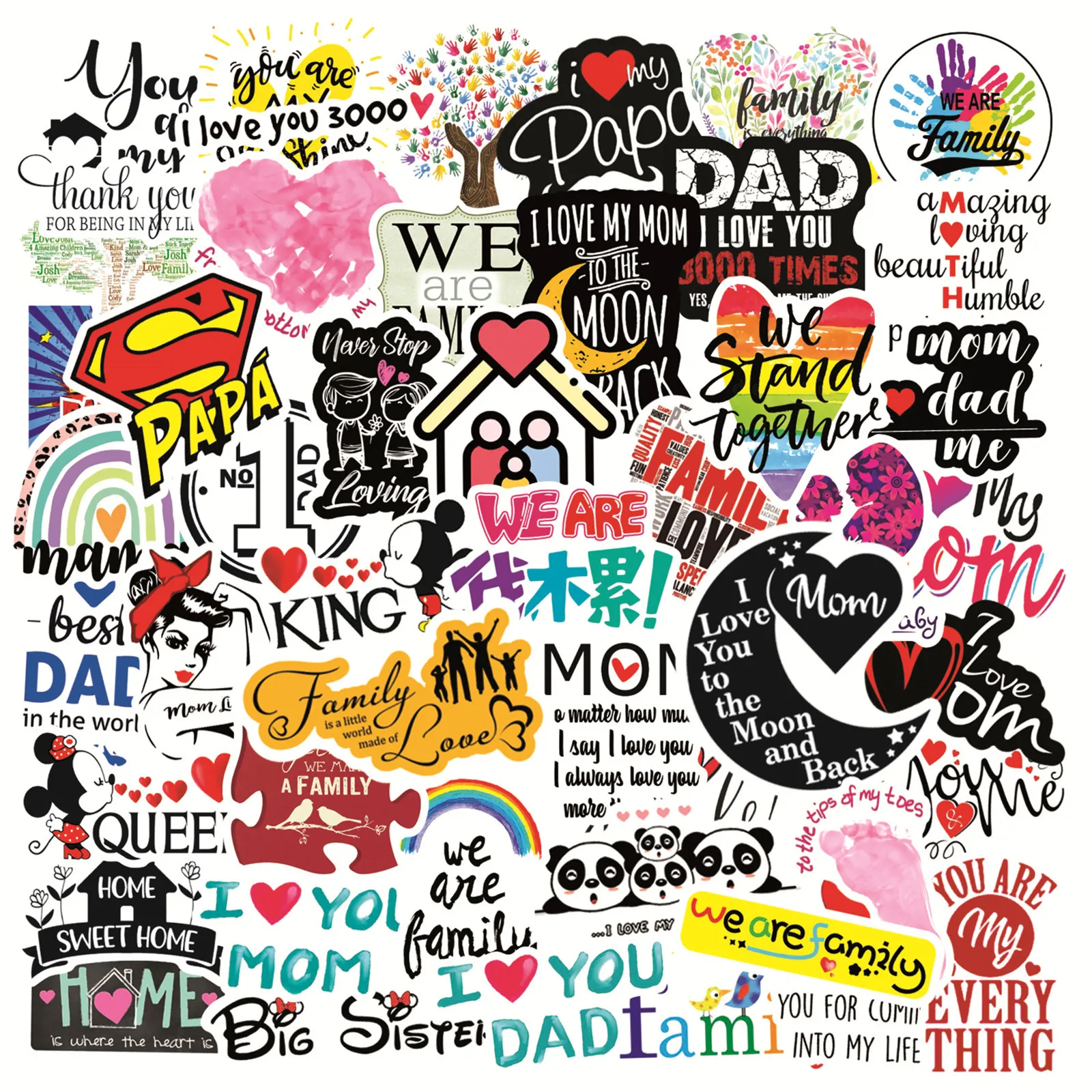 

50Pcs We Are Family Series Graffiti Stickers Suitable for Laptop Helmets Desktop Decoration DIY Stickers Toys