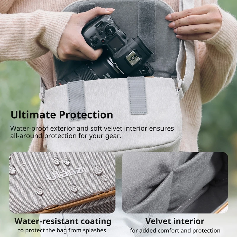 Ulanzi F01 Sling Bag Waterproof Shoulder Bag for Mirrorless Camera Smartphone Microghone for Outdoor Photography Video Recording