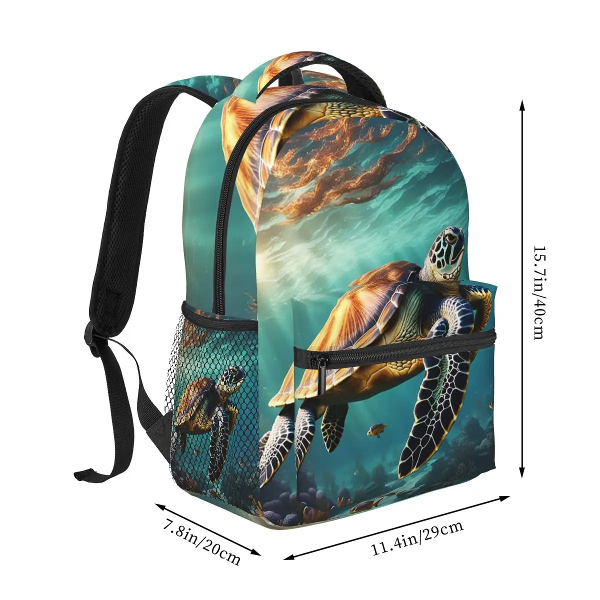 Turtle Swimming In The Sea Ocean Student Backpack School Bag Hiking Travel Daypack for Men Women Fashion Bookbag Shoulder Bags