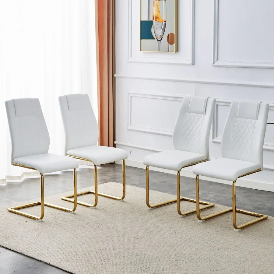 

Modern dining chairs dining room chairs and golden leg cushioned chairs made of artificial leather suitable for kitchens living