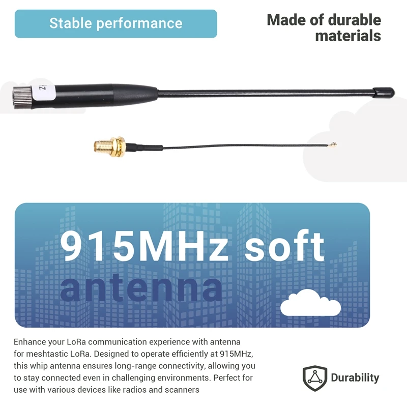 915Mhz Antenna 8Dbi Gain Long Range Soft Whip Antenna With SMA Adapter Cable, Omni SMA For Meshtastic