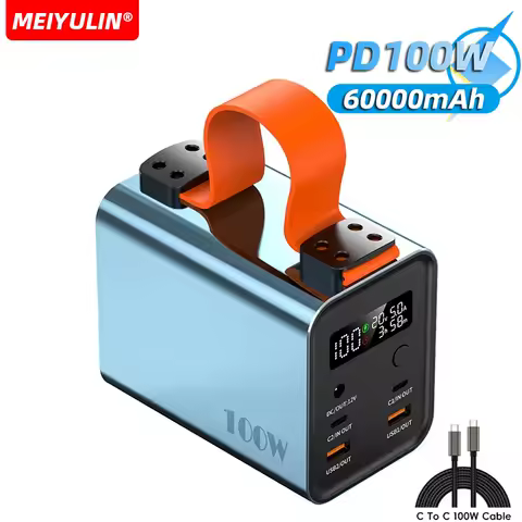 60000mAh 100W Power Bank Portable USB C PD QC DC Fast Charging Large Capacity External Battery For iPhone Samsung Xiaomi Laptop