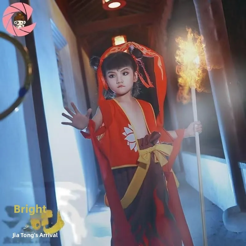 

Детский наряд для выступлений, комплект костюмов на Хэллоуин Nezha, сценический костюм с героями мультфильмов ex Magic, детская одежда, древняя героиня