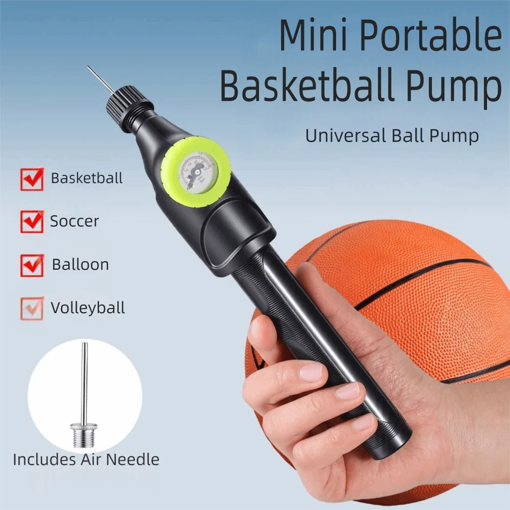 

Прочный ручной насос для мячей с дисплеем и толкателем, насос для баскетбольных мячей