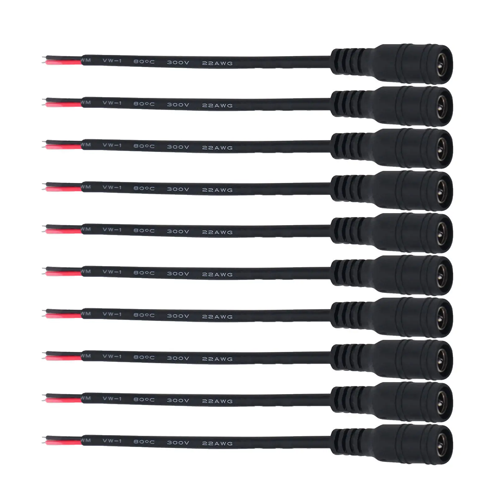 10Pcs 5.5x2.1mm Female Power Connector Cable Jack Adapter for Cctv Camera 12V Dc Power Connector Surveillance Security