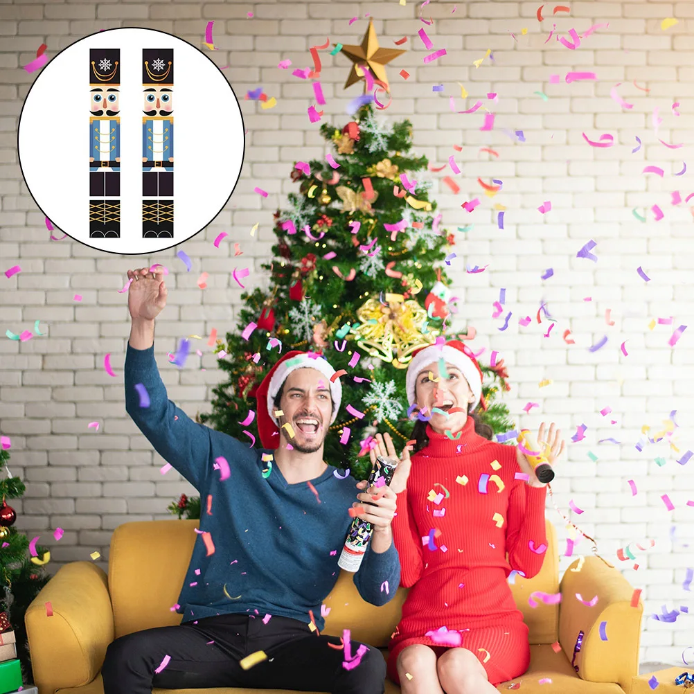 

1 Pair Christmas Couplets Decor Walnut Soldier Door Banner Porch Hanging Signs Festival Party Home Office Xmas Decorations