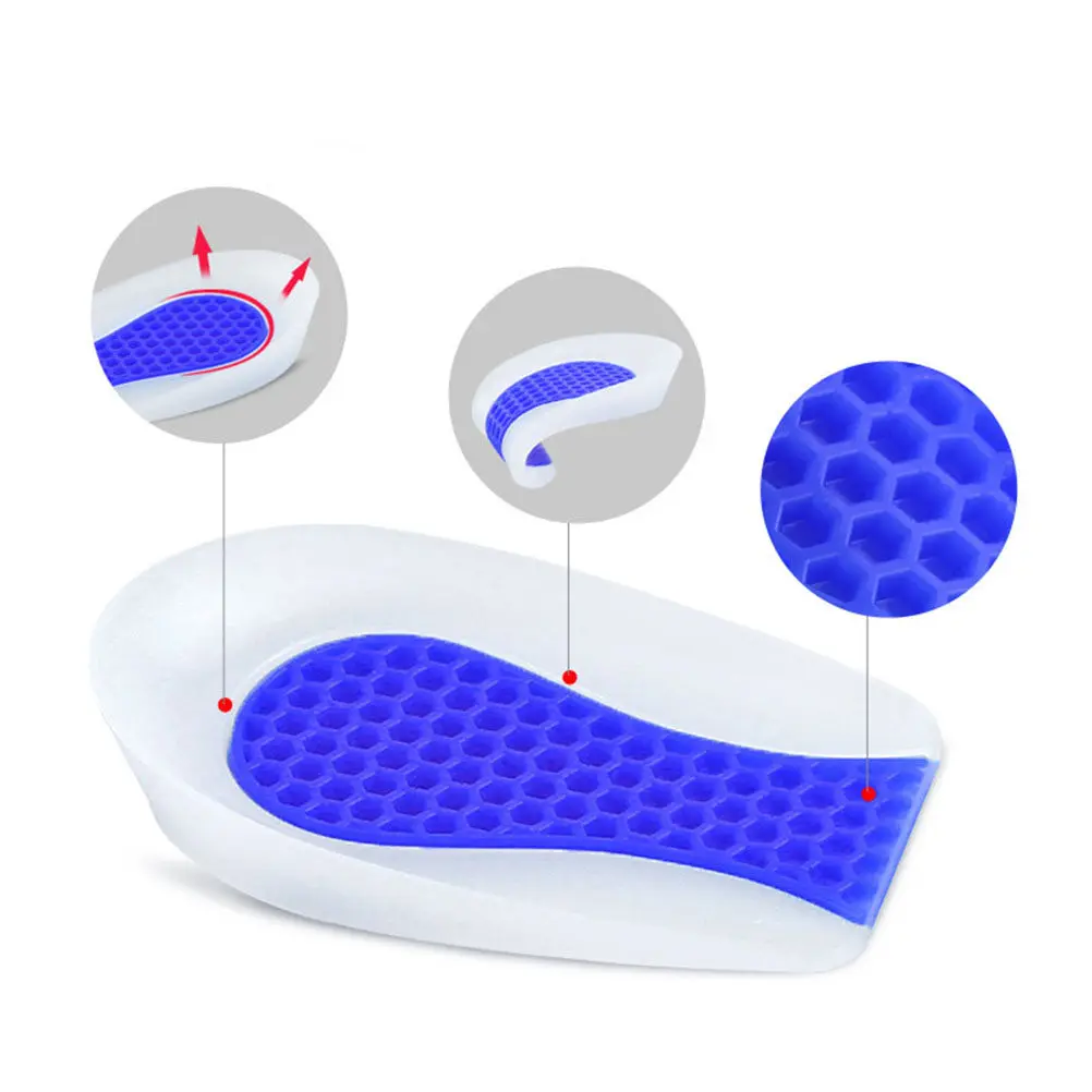 Silicone Heel Cushions 1 Pair U-Shaped Half Insoles for Shock Absorption, Heel Support & Fatigue Relief