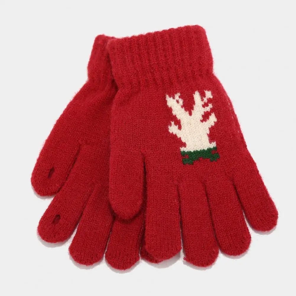 Christmas Hat Scarf Gloves Set Holiday Themed Winter Set Winter Warm Knitted Hat Scarf Glove Set with Antler Print for Weather