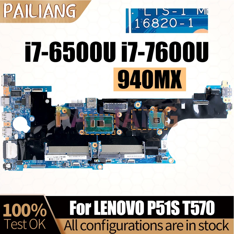 Imagem -02 - Placa-mãe para Laptop Lenovo Mainboard T570 Completo 168201 I76500u I77600u 940mx 01er461 01er401 Placa-mãe