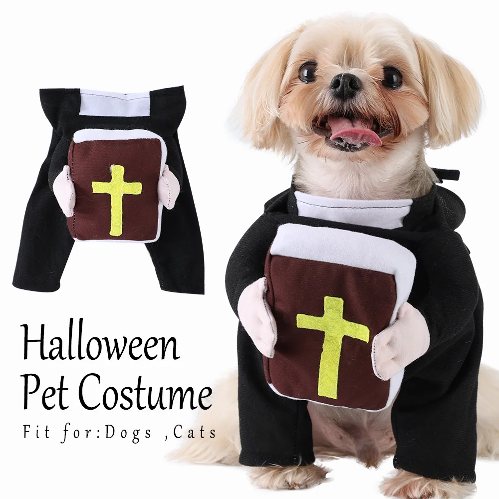 مضحك الكلب الملابس لطيف تأثيري الكلاب زي الصليب الكتاب المقدس يسوع الصليب طباعة ماكياج الحيوانات الأليفة الملابس مهرجان جرو تشيهواهوا القطط هدية #1