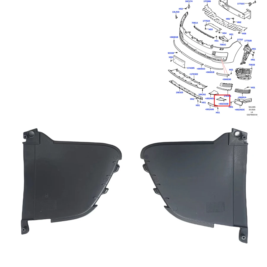 

Уплотнительная пластина нижней решетки переднего бампера Wooeight, 1 шт., для Land Rover Range Rover Executive L405 2018 2019 2022 LR099127/LR099126