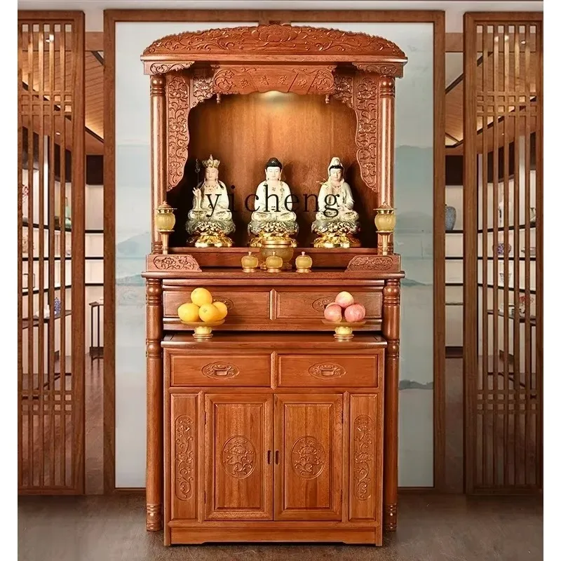 GZ gold silk red sandalwood shrine pulling cabinet household living room for shrine cabinet solid wood shrine
