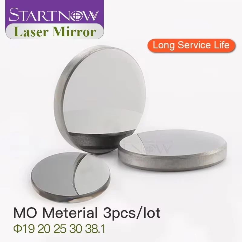 Startnow 3pcs/lot Mo Laser Reflective Lens 19 20mm 25 30 38.1 THK 3mm Optic Laser Reflector Mirrors For 40W CO2 Carving Machine