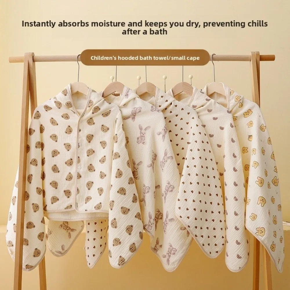 الدب المطبوعة الرضع مقنعين منشفة التفاف بطانية طبقة واحدة عباءة القطن الخالص الشاش الملمس الناعم مادة تنفس