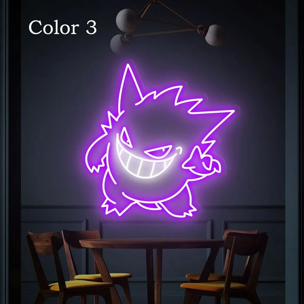 Gengar أنيمي النيون تسجيل USB عكس الضوء جيب الوحش ضوء الليل لغرفة النوم بار نادي لعبة غرفة ديكور الحفلات هدايا عيد ميلاد الطفل