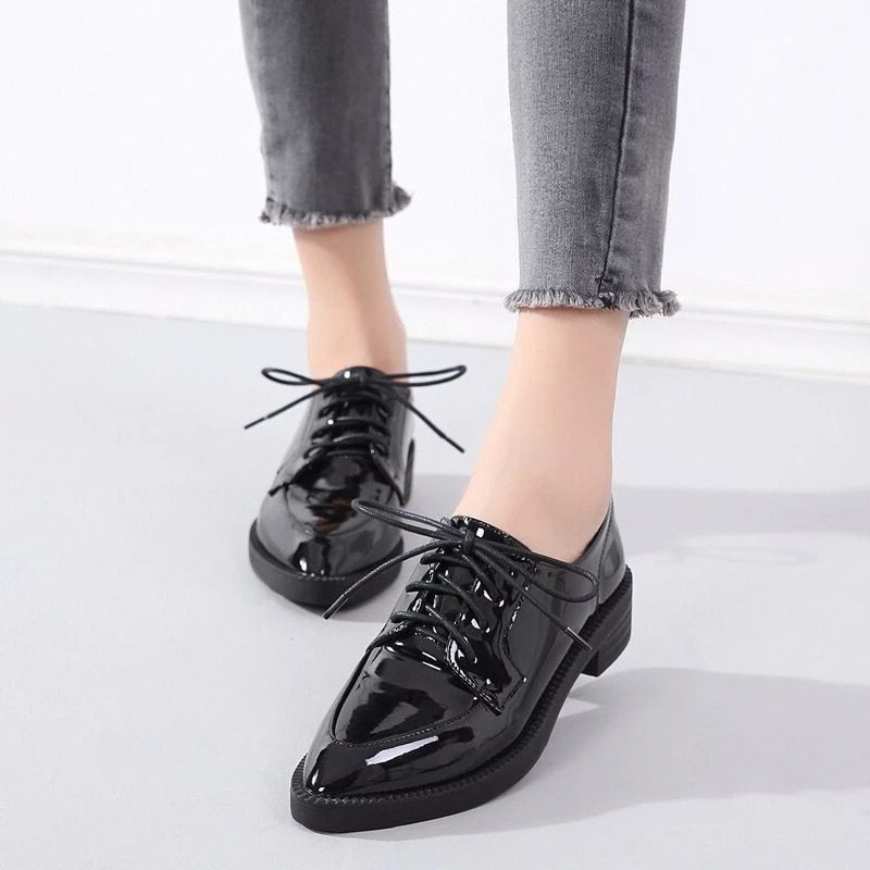 

Pointed Toe Pu Leather Kawaii Sweet Girls Shoes Autumn And Winter New Student Shoes Black Comfortable Jk Uniform Shoes