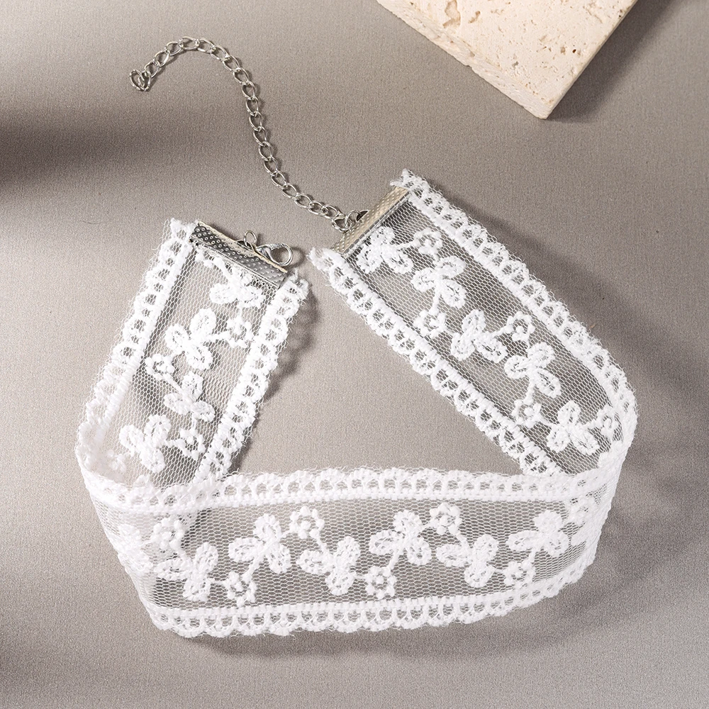 Aihua Gothic Kurze Spitzen-Choker-Halskette für Frauen und Mädchen, Schwarz, Modische Romantische Halskette, Geschenk für Partys, Großhandel Halskette – Detail 9