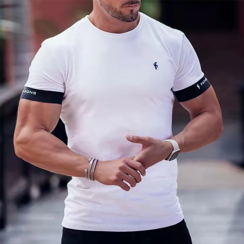 2023 Gym T-shirt Men Short sleeve T-shirt Casual Slim t shirt Male Fitness Bodybuilding shirt Workout Tee Tops Summer clothing