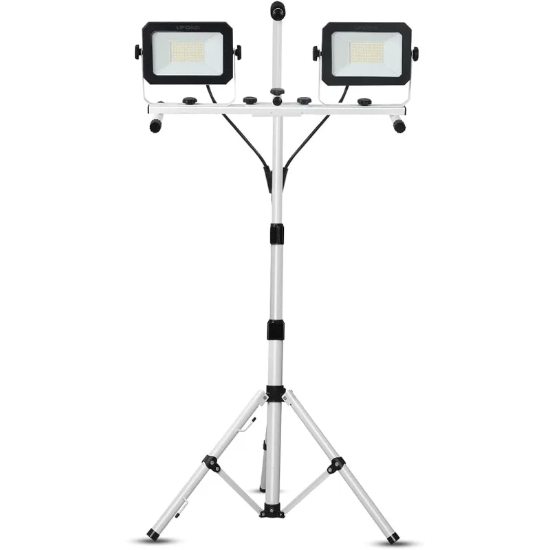 

10000 Lumen LED Work Light with Stand,Detachable Waterproof Dual Head Work Lights,Individual Switch Floodlight with