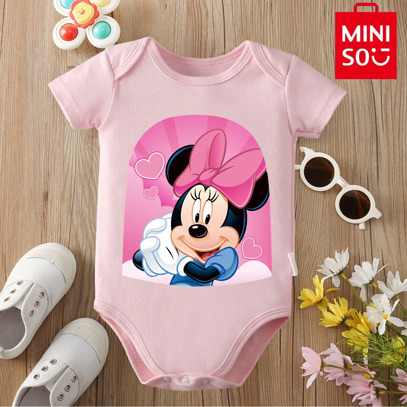 بدلة مينيسو ميكي ماوس اللطيفة من القطن الخالص ملابس أطفال ناعمة هدية للأطفال من عمر 0 إلى 12 شهرًا لحديثي الولادة