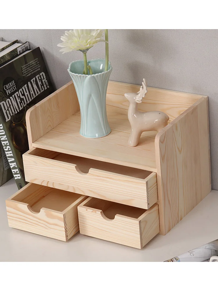 

Desktop Organizer Box Wooden Multi-layer Der Sle Office Box Cosmetic Storage Box Rectangular ape Vintage Sle for Gen...