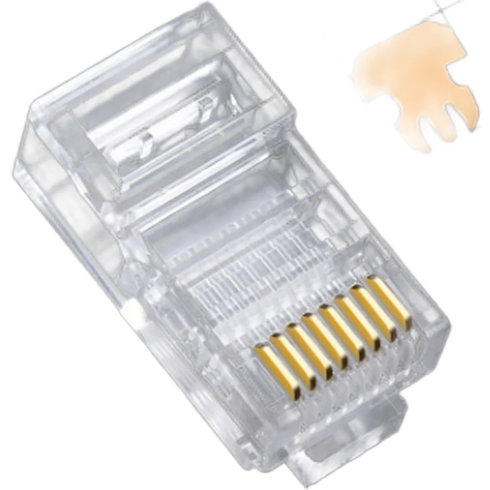 For Cat6 Cat5e Ethernet For RJ45 Connector Gold Plated Pure Copper Through Hole For Network Cable Router And Switch Wiring Acces