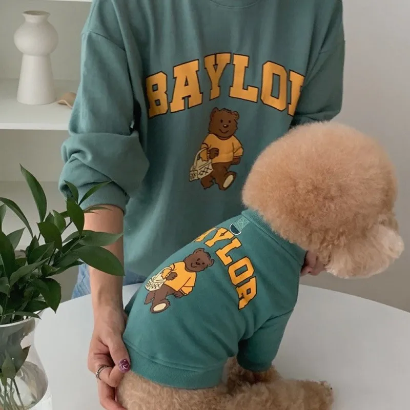 Pet Winter Clothes Cotton Bear Letter Print Costume Dog Hoodies Chihuahua Bichon Clothing Puppy Warm Dog Coat for Large Dogs