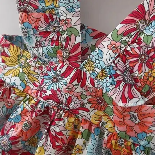 Robe d'été en coton pour petites filles de 0 à 3 ans, 2 pièces, à la mode, motif Floral, manches volantes, avec sac à bandoulière, adaptée aux bébés âgés