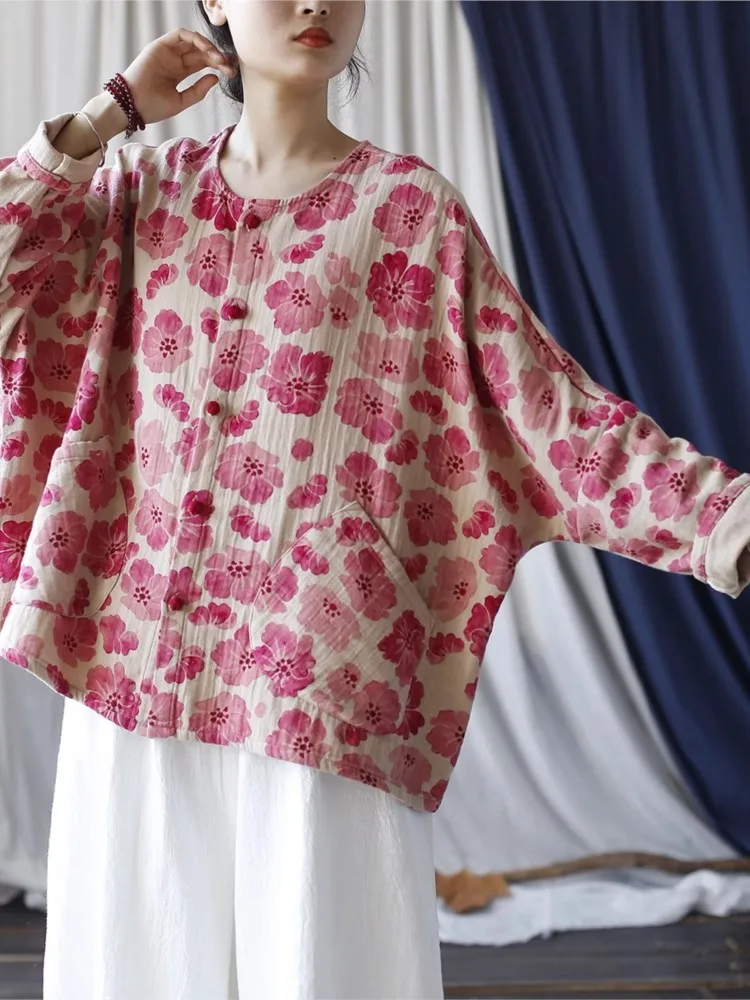 Mode Bloemenprint Dames Blouses Oversized Herfst Roze Shirts Tops Vrouwen Lange Mouw Casual Losse Vrouw Shirt Tops