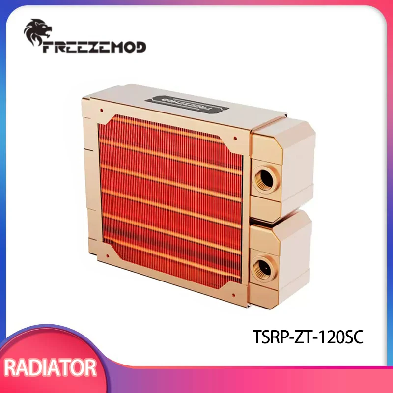 

FREEZEMOD TSRP-ZT-120SC All Red Copper Water Cooling Industrial Cooling Radiator Row 7mm Pipe Thread Double Layer 45mm