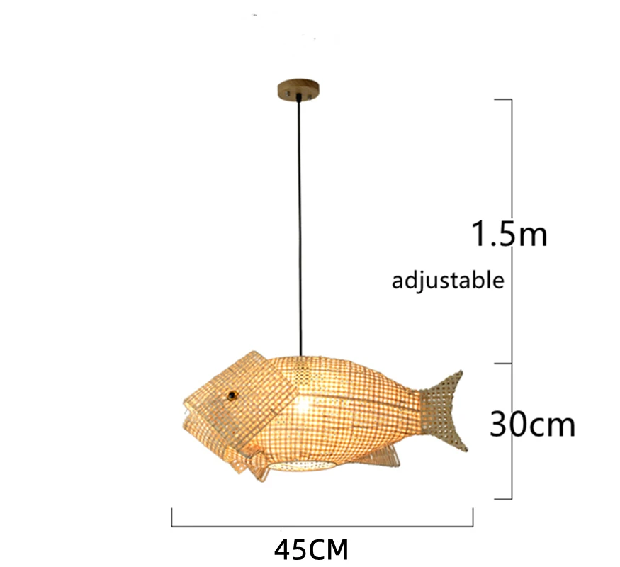 Carp Lantern New Chinese Restaurant Chandelier Coffee Shop  Creative Fish Japanese Sushi Southeast Asia bamboo Pendant Light