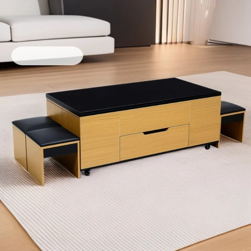 Modern light luxury coffee table dining table two-in-one lifting multi-function one-in-one dual-purpose