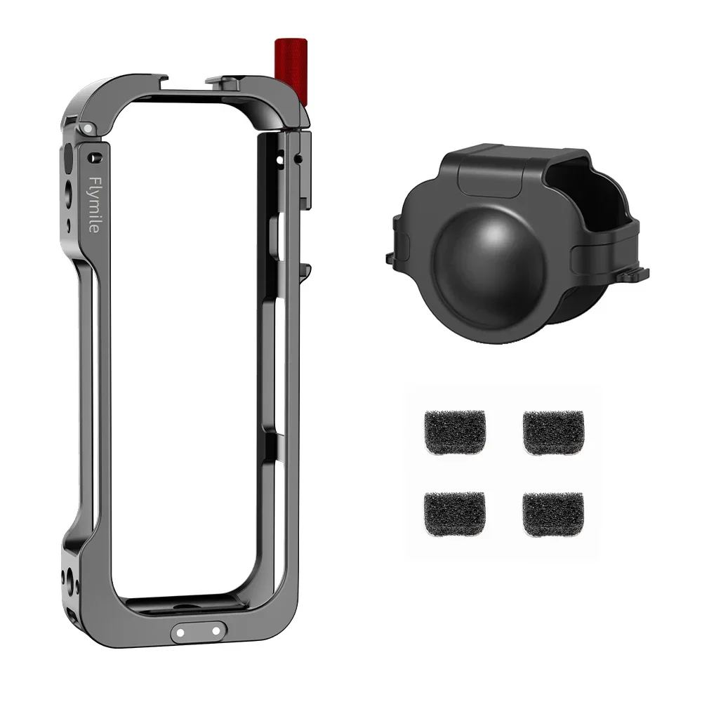 Aluminum Frame Cage for Insta360 X5, Metal Case Cold Shoe Housing with Silicone Lens Cover for Insta 360 X5 Durable Accessories