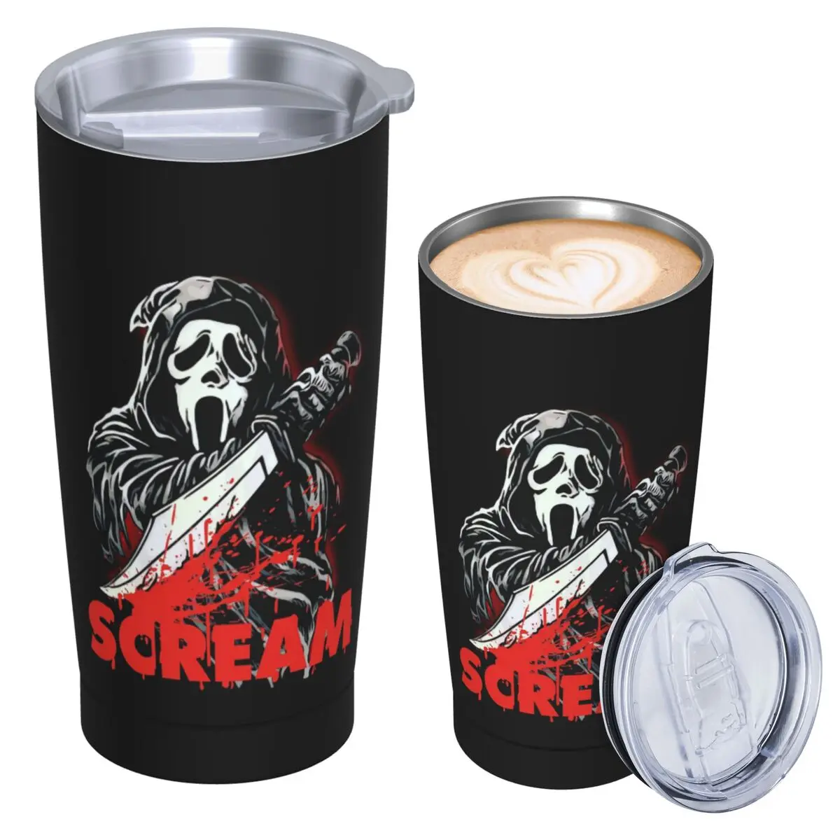 Scream Movie Stainless Steel Tumbler Vacuum Insulated Mugs Thermal Cold Cups Straws With Lid 20oz
