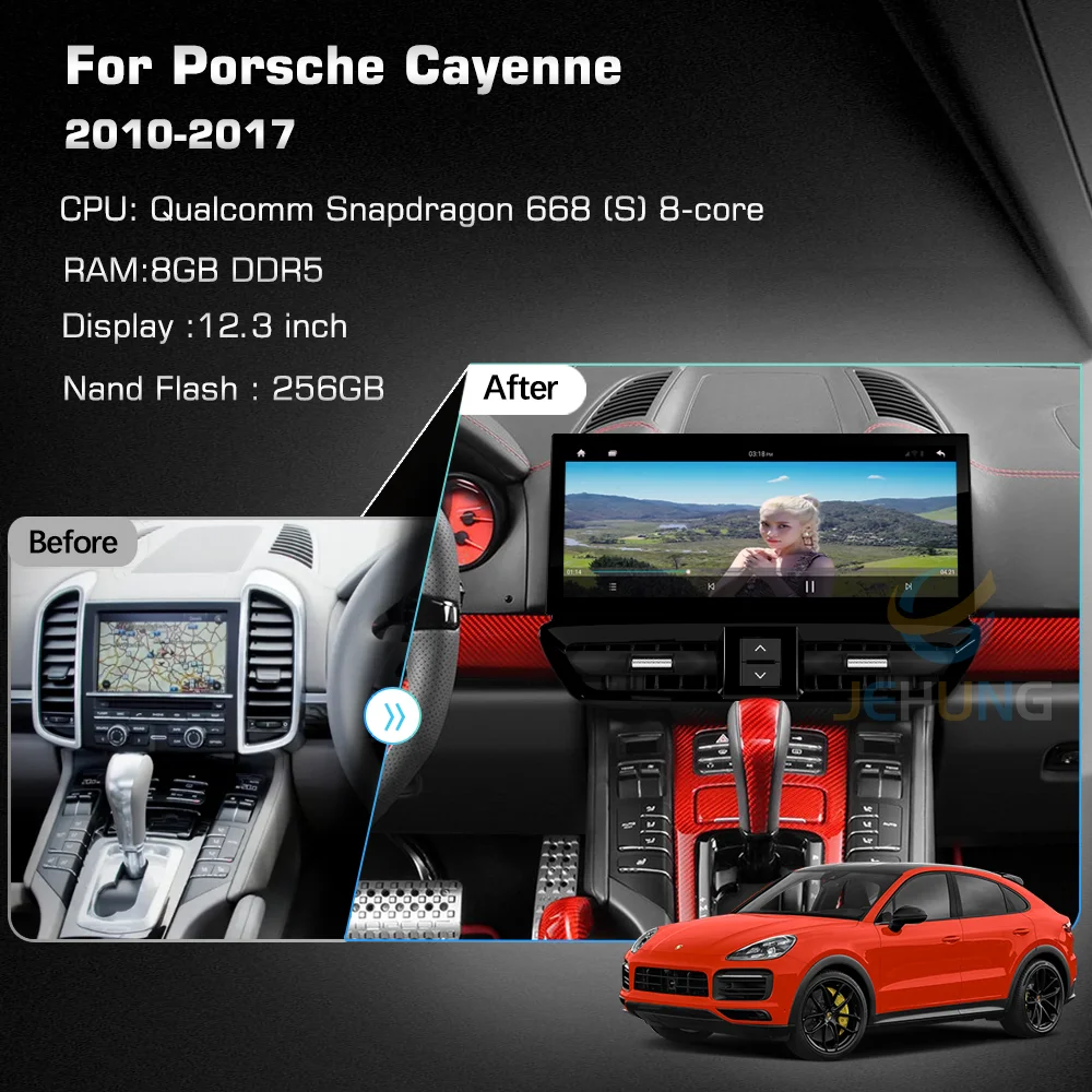 Android 13 For Porsche Cayenne 2010-2017 Car Multimedia Player CarPlay GPS Radio 5G Navigation 12.3 inch Qualcomm 8 Core 256G