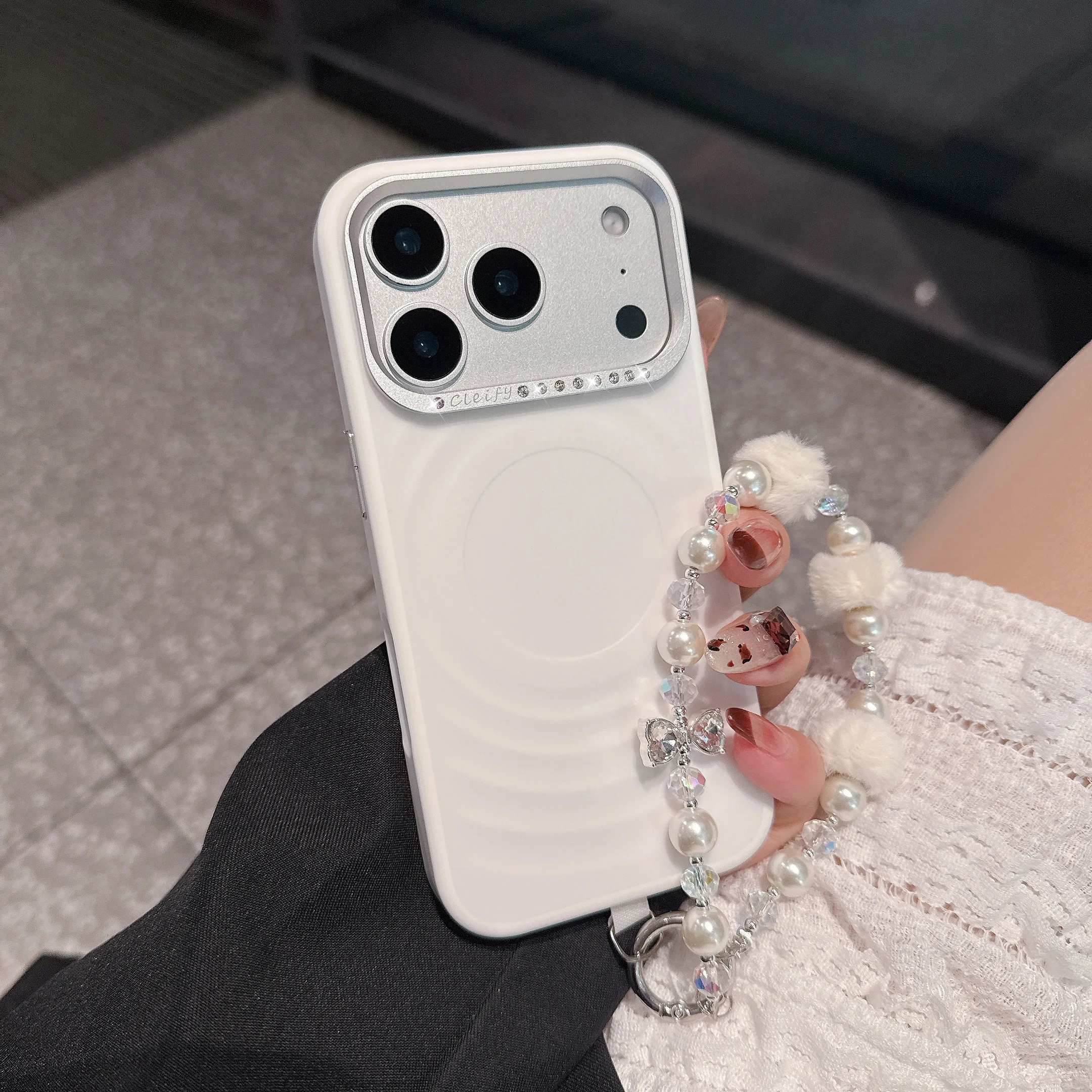 نمط تموج مضاد للانزلاق مناسب لحافظة هاتف Apple 17 Pro Max، فتحة كبيرة 16 Plus، 15 شفط مغناطيسي، 14 عبوة كاملة