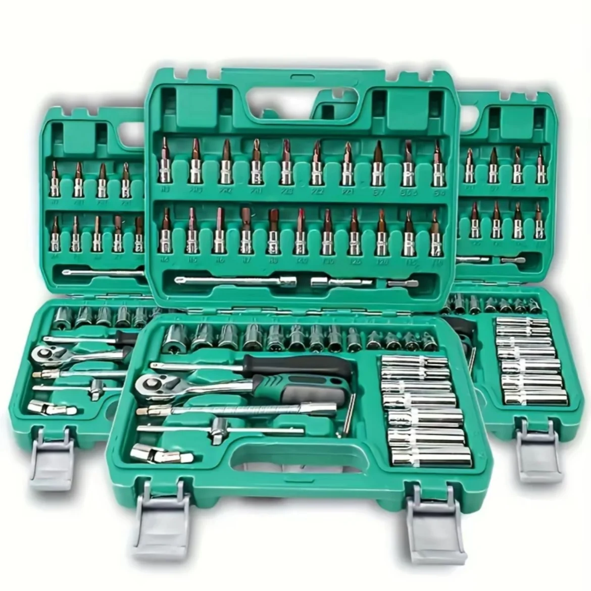 46/53 Professional Ratchet Tool Set, Multi-functional Auto Repair Tool Set, equipped with torque wrench, screwdriver and portabl