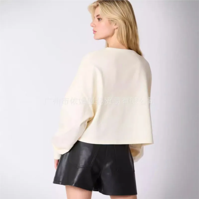 Glitter Patchwork Printed Hoodies Autumn Winter Vintage Tshirt Harajuku Loose Long Sleeve Streetwear Women Clothes Halloween Top