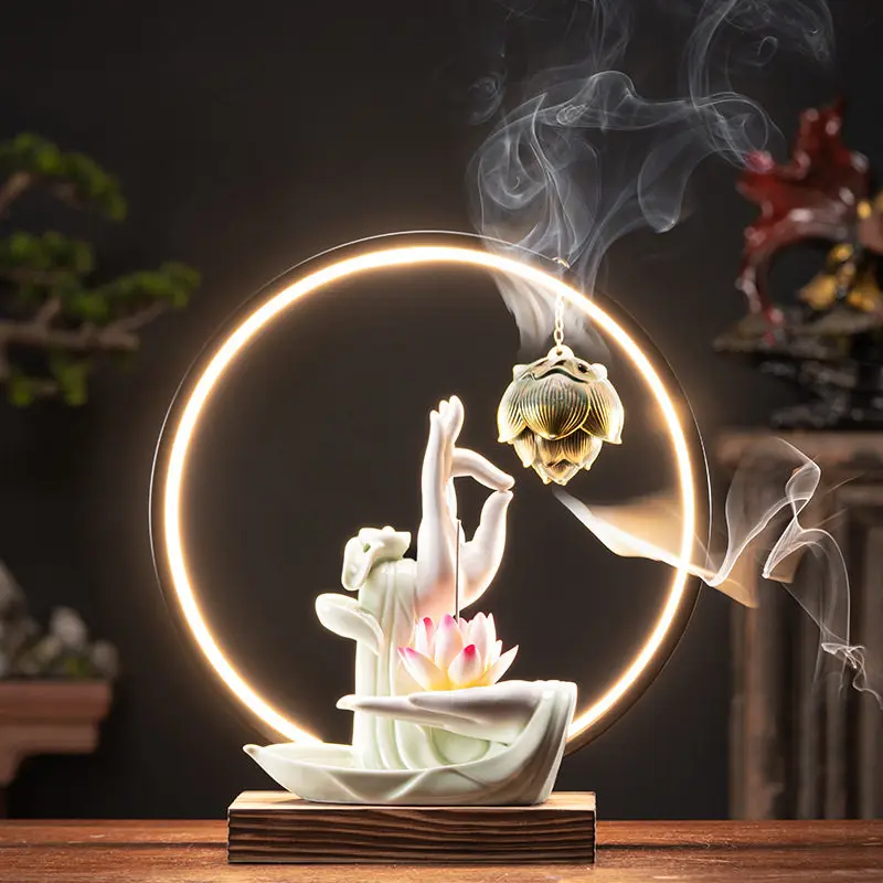 Electric Modern Incense Burner Buddhism Zen Sandal Incense Burner Bedroom Interior Backflow Quemador Inciensos Home Fragrance