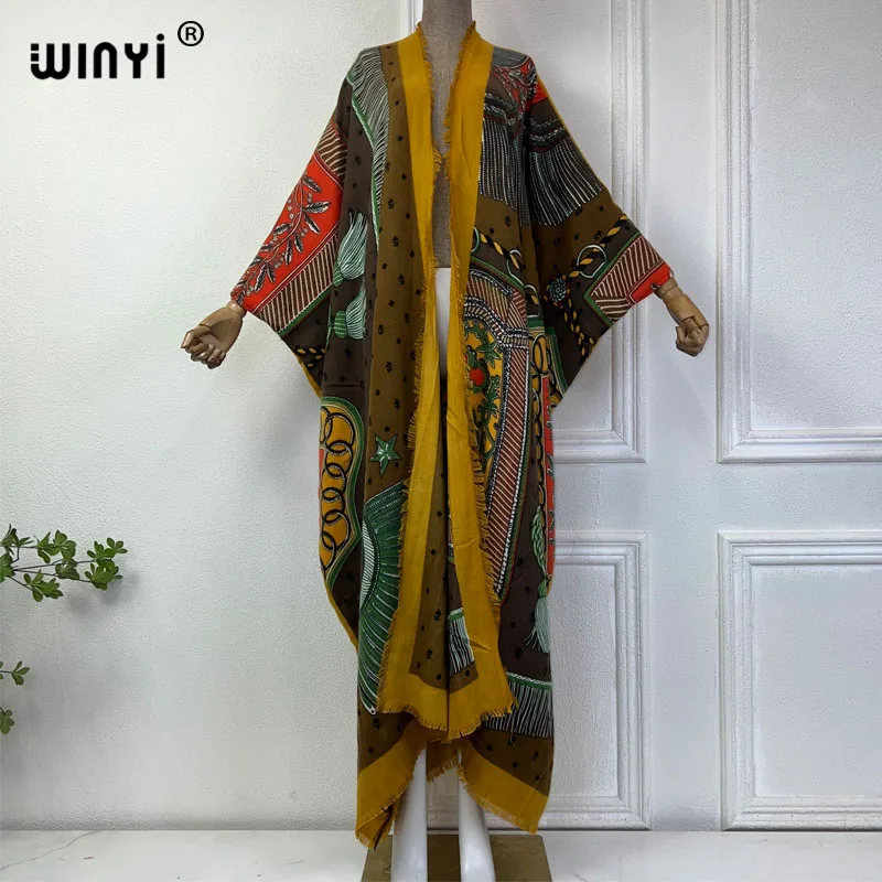 WINYI jesienna afrykańska sukienka moda na wybieg boho zimowy kardigan kobieta kimono imprezowa sukienka damska abaya stroje dla kobiet płaszcz