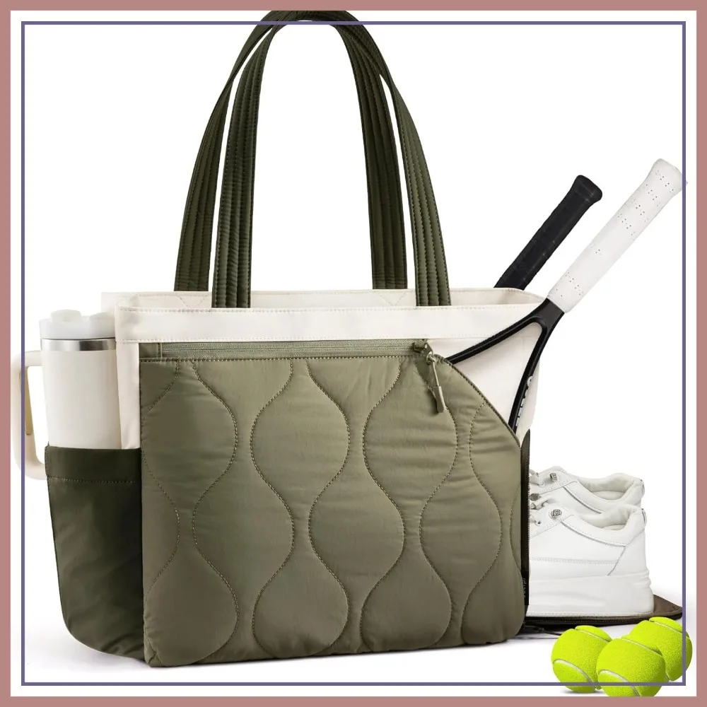 

Tennis Gym Bag for Women - Holds 2 Rackets, Shoe Compartment, Wet Pocket, Water-Resistant, Fits 15.6" Laptop