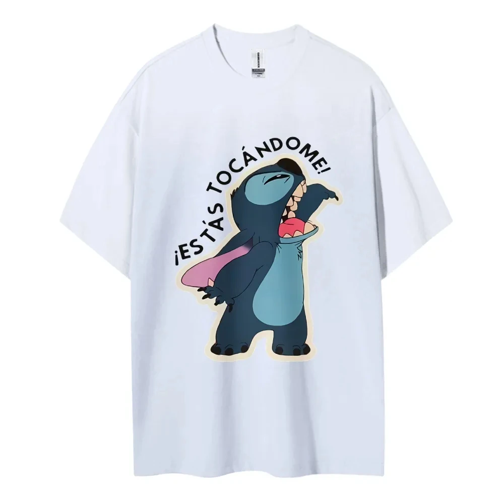 

Disney Stitch Cotton Unisex Crew Neck Anime T-Shirt Men's and Women's Boys and Girls Summer New Fashion Breathable Top Clothing