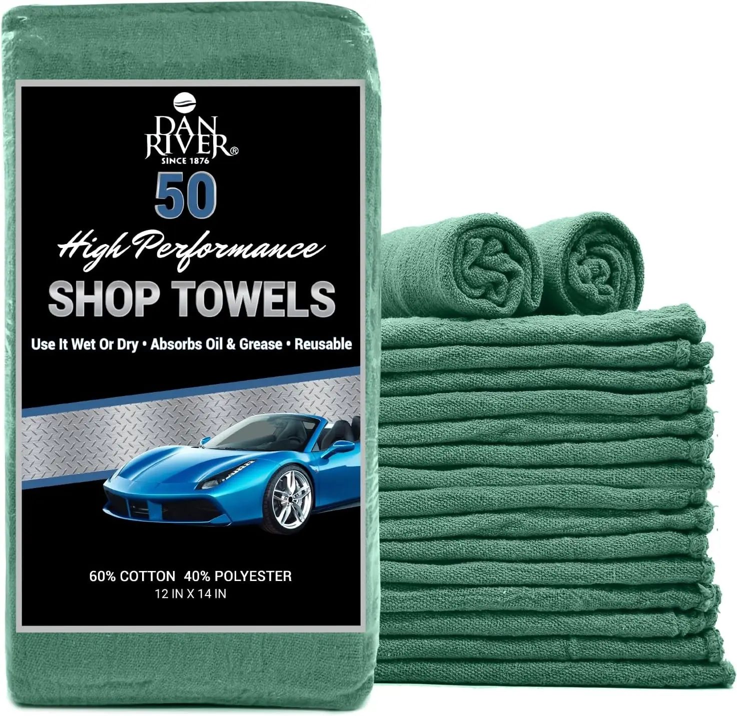 

Shop Towels, 50 Pack Commercial Use Green Cloth Rags for Cleaning Cars & Household Surfaces – Well