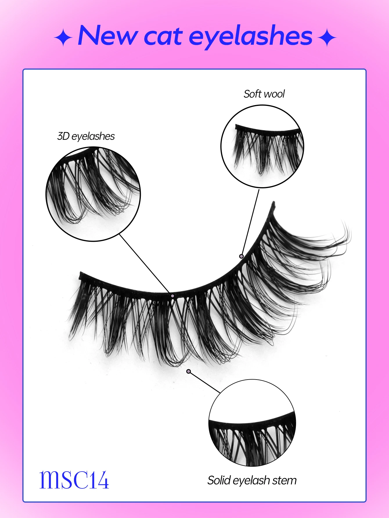 Lasvirey Pestañas postizas naturales de manga, pestañas de ojo de gato, suaves, naturales, largas, rizadas, 3D, extensión de pestañas de visón sintético, maquillaje