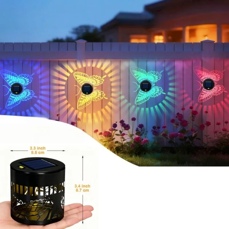 Decorative Solar Butterfly Lights Garden Wall Step Deck Light Outdoor Decor Colors Changing Fence Lights for Post Patio Backyard view 5