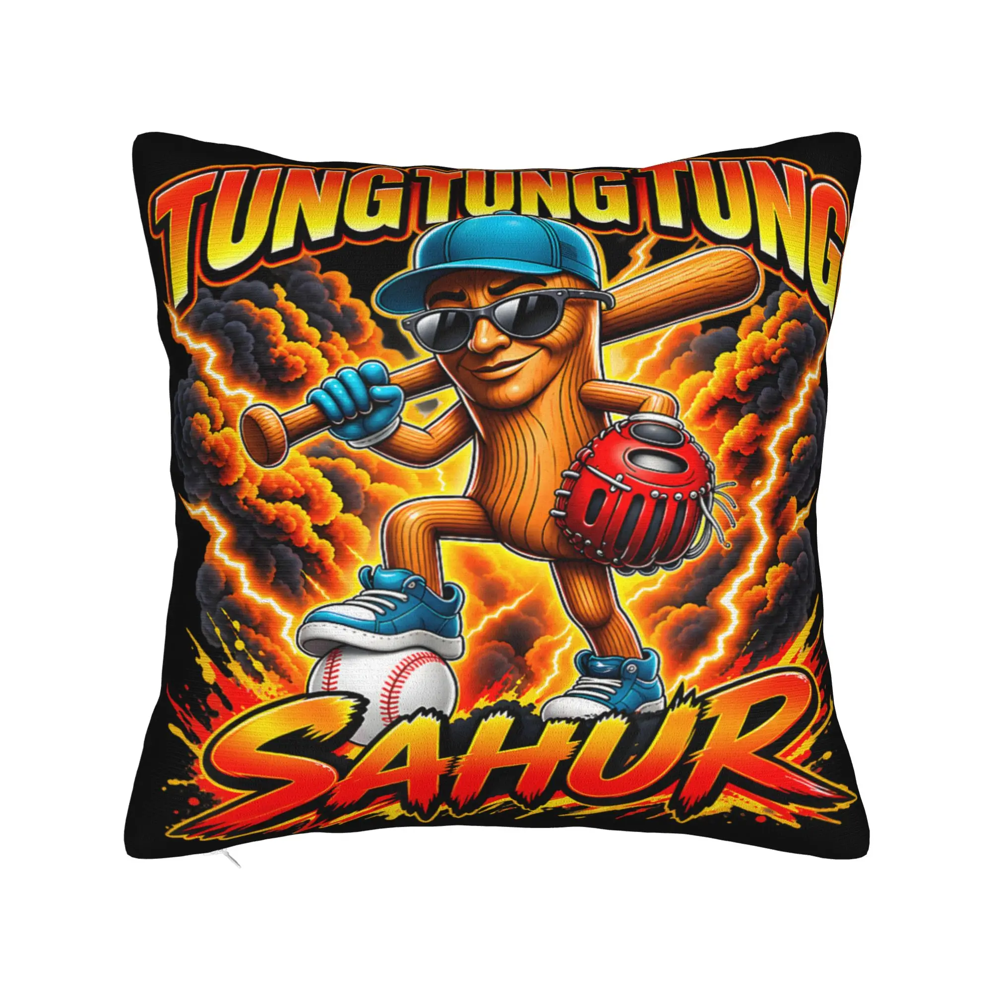 Pillow Case Tung Tung Tung Sahur T Shirt B0HJL3D6WR Soft  Pillow Cover For Living Room Bed Chair Cute Funny Pillowcases